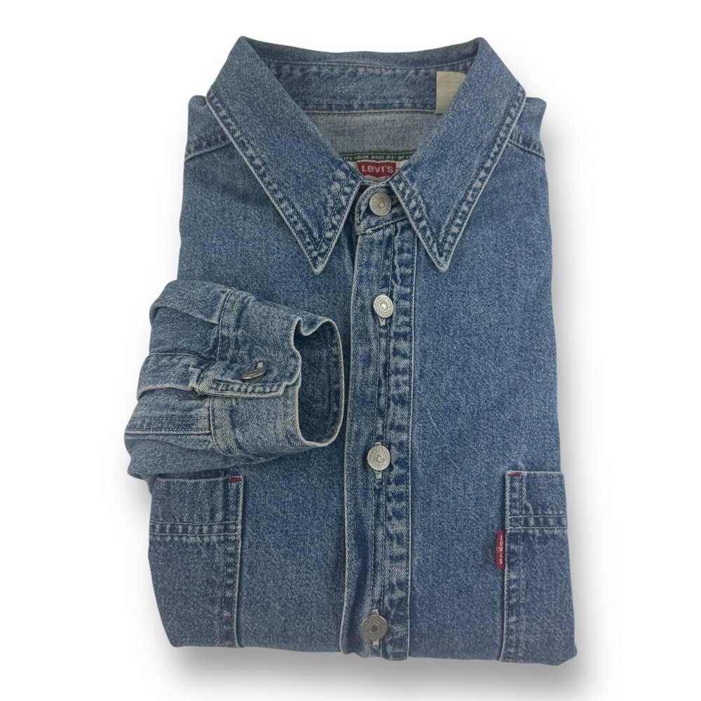 Levi's Denim Blue Cotton Shirt Jacket Shacket Long Sleeve Men's Size Large